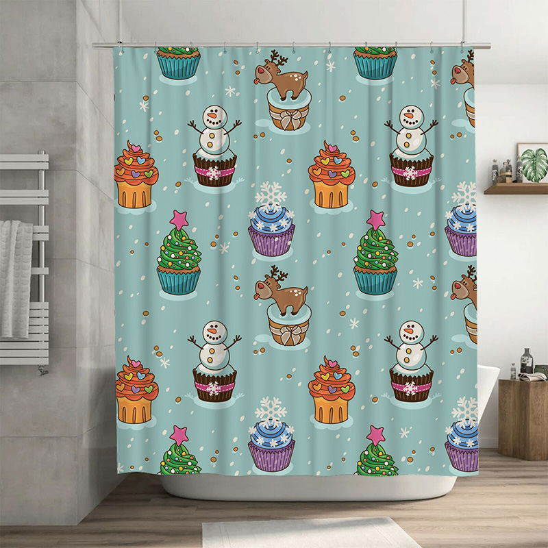 Home Bathroom Ideas - TU 매력적인 크리스마스 샤워 커튼 축제