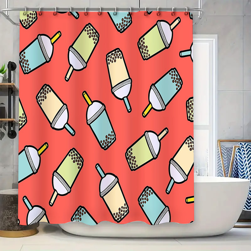 Home Bathroom Ideas - 독특한 버블티 샤워 커튼 귀여운 보바티