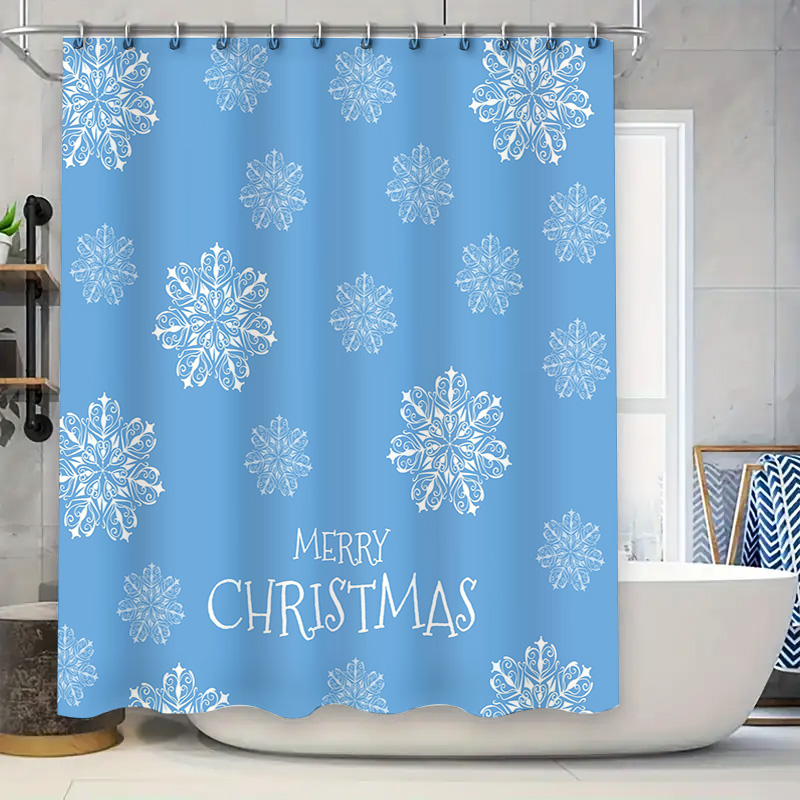크리스마스 샤워 커튼 눈송이 블루 욕실 장식 축제 휴일 - Home Bathroom Ideas 리뷰 및 가격