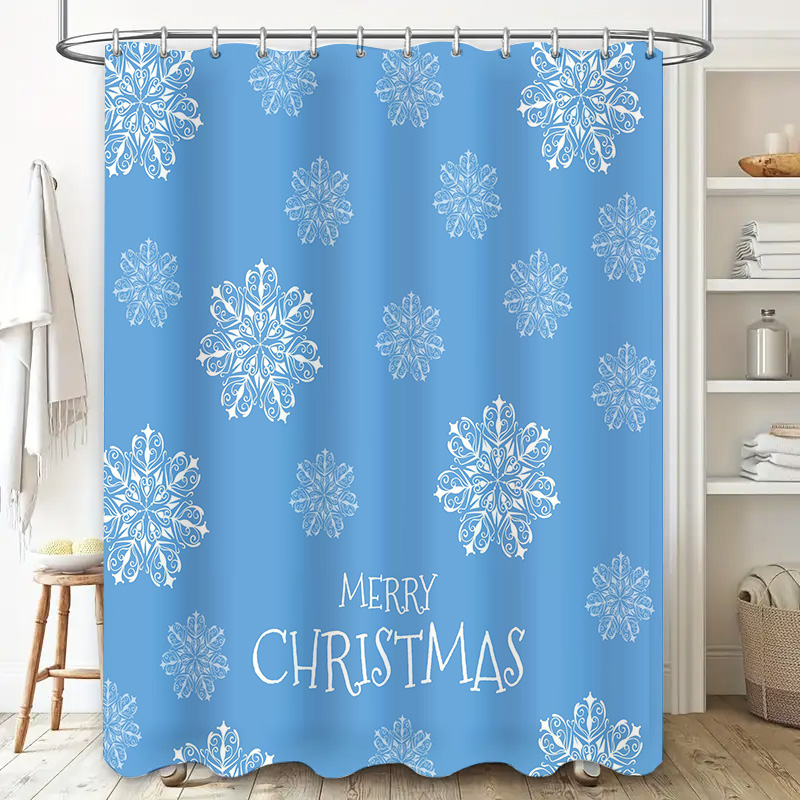 크리스마스 샤워 커튼 눈송이 블루 욕실 장식 축제 휴일 - Home Bathroom Ideas 리뷰 및 가격