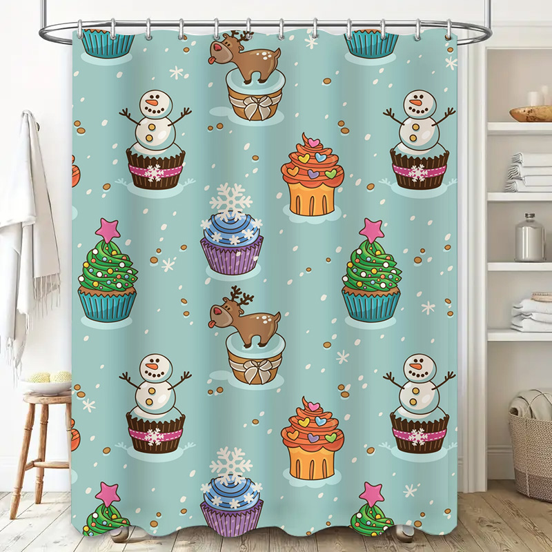 TU 매력적인 크리스마스 샤워 커튼 축제 휴일 장식 가 - Home Bathroom Ideas 리뷰 및 가격