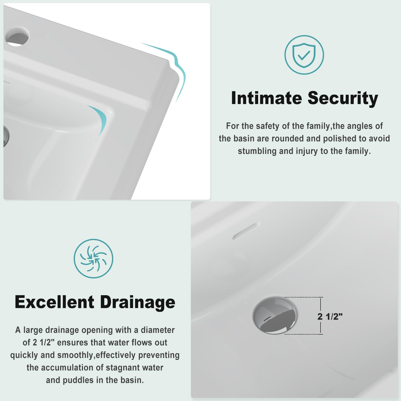 단일홀 수도꼭지 마운트가 있는 사각형 세라믹 세면대,  - Home Bathroom Remodel 리뷰 및 가격