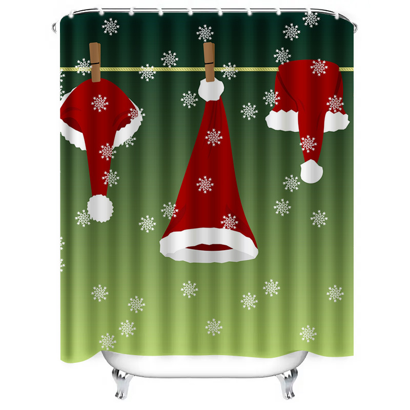 TU 축제 크리스마스 샤워 커튼 레드 산타 클로스 휴일 - Home Bathroom Ideas 리뷰 및 가격