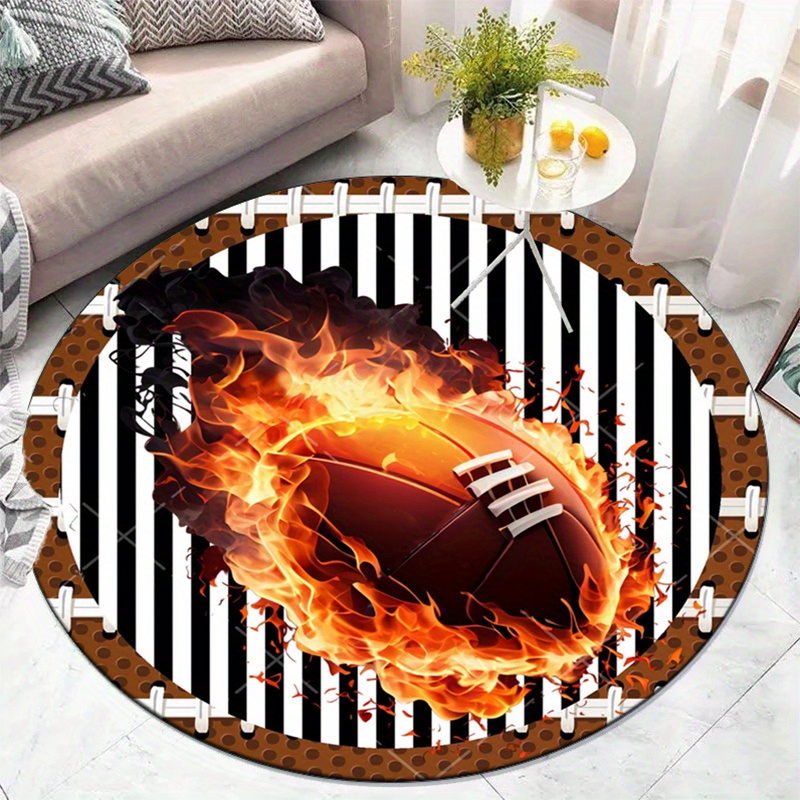 거실용 축구 테마 라운드 러그, 스포츠 팬 장식, 축구 - Home Bathroom Ideas 리뷰 및 가격