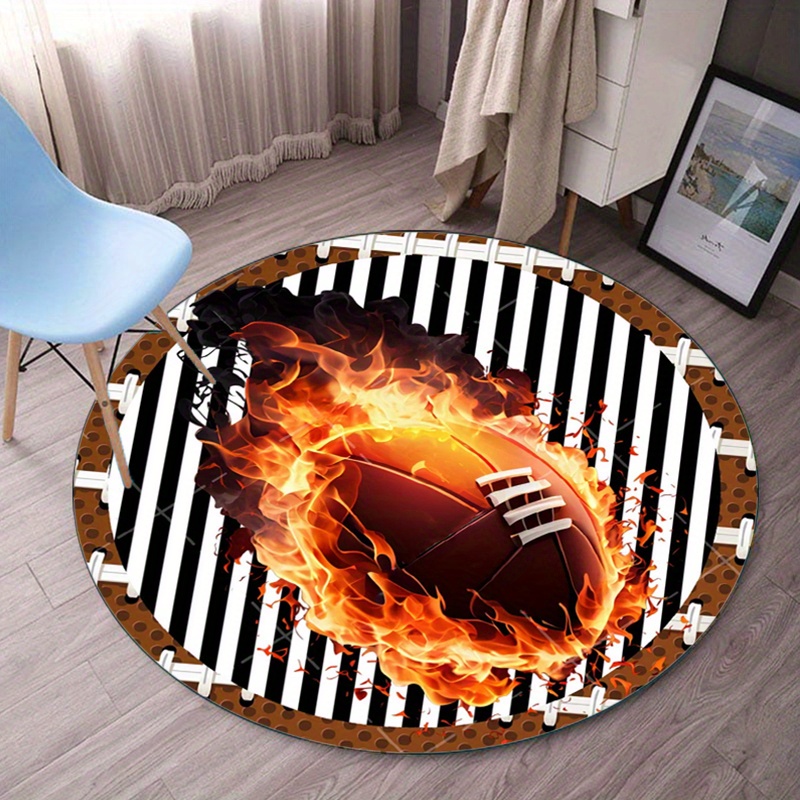 거실용 축구 테마 라운드 러그, 스포츠 팬 장식, 축구 - Home Bathroom Ideas 리뷰 및 가격
